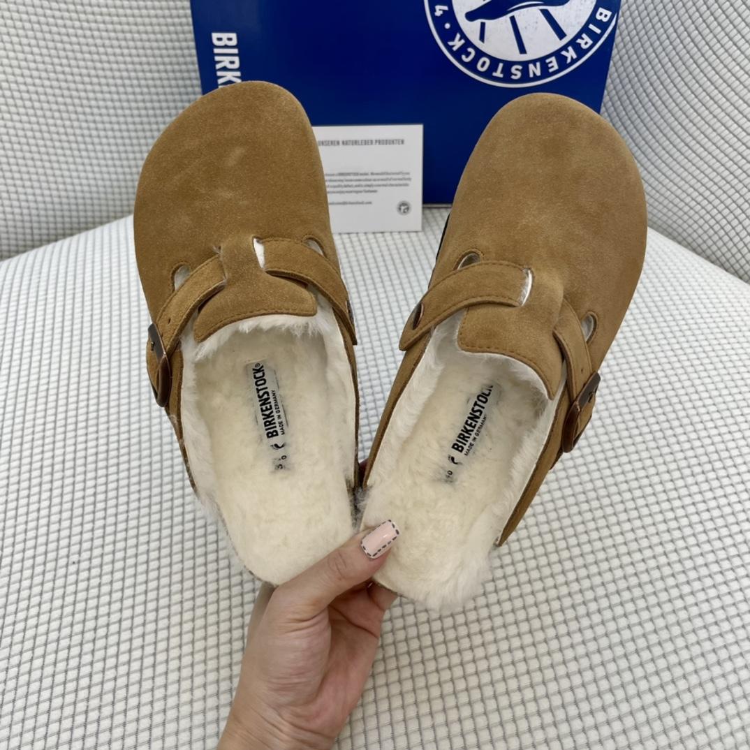 Birkenstock Suede Boston Clogs in Shearling - EUR FASHION