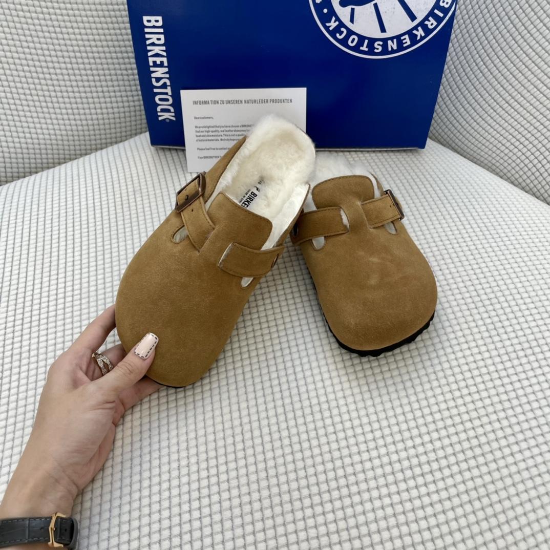 Birkenstock Suede Boston Clogs in Shearling - EUR FASHION