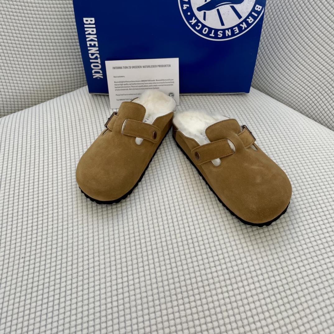 Birkenstock Suede Boston Clogs in Shearling - EUR FASHION