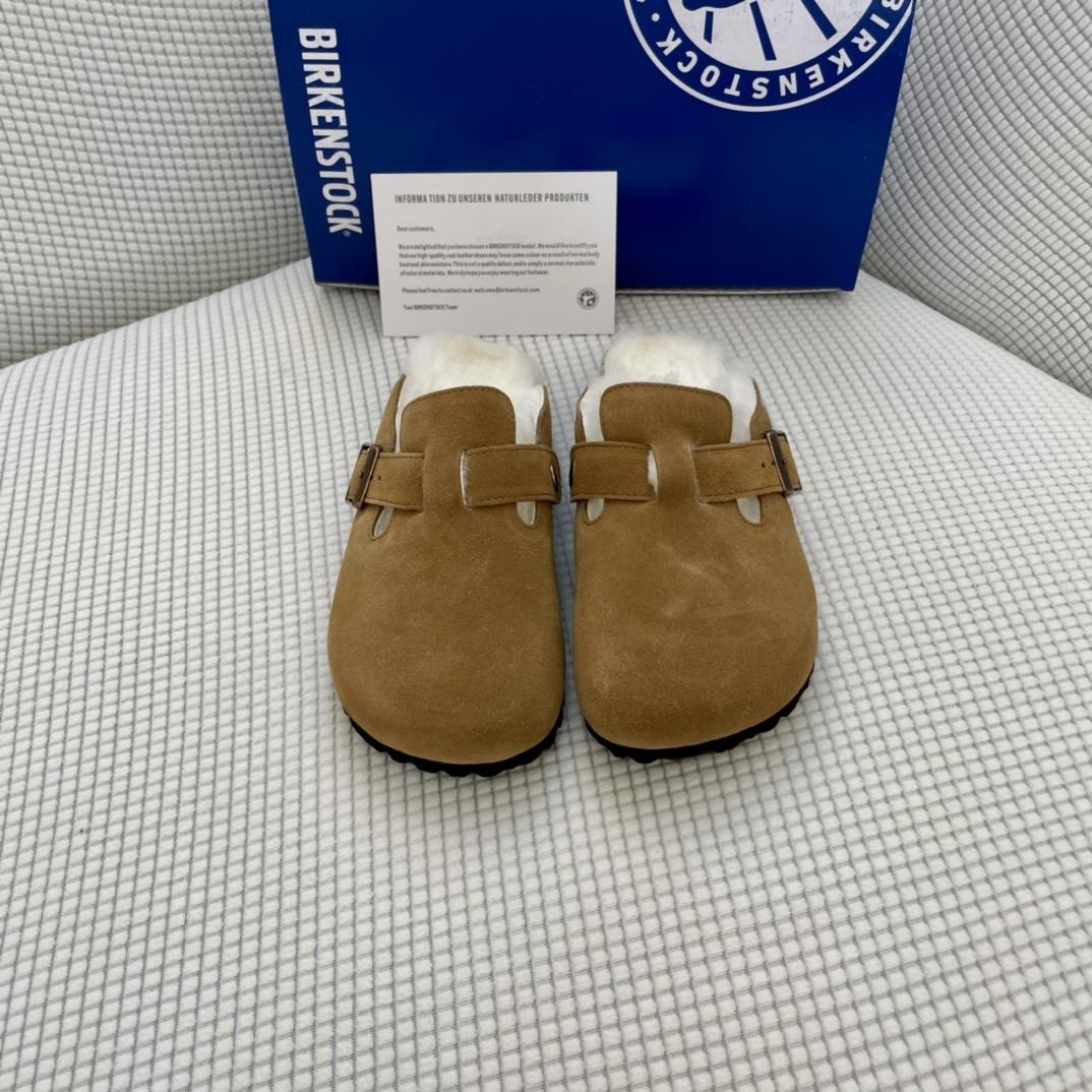 Birkenstock Suede Boston Clogs in Shearling - EUR FASHION