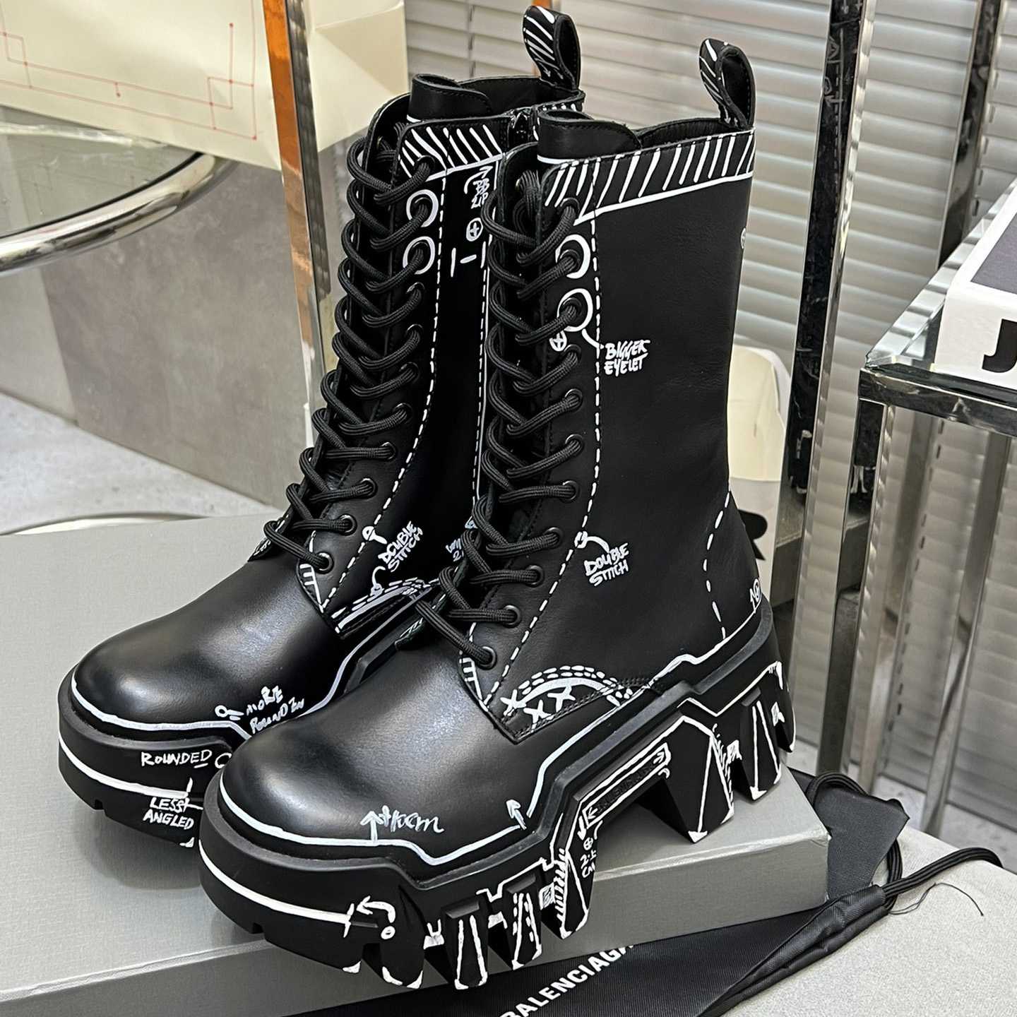 Balenciaga Bulldozer Lace-Up Boot In Black  - EUR FASHION