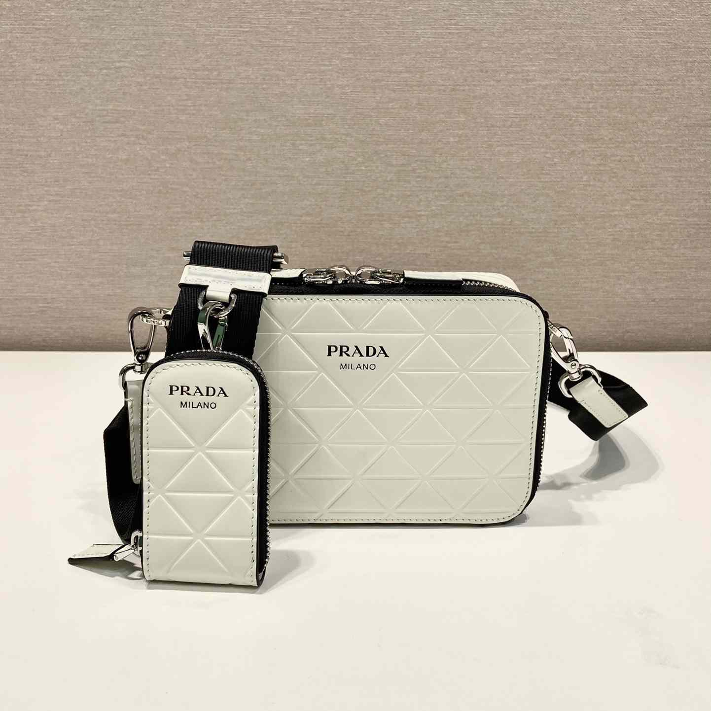 Prada Brique Brushed Leather Bag With Triangle Motif - EUR FASHION