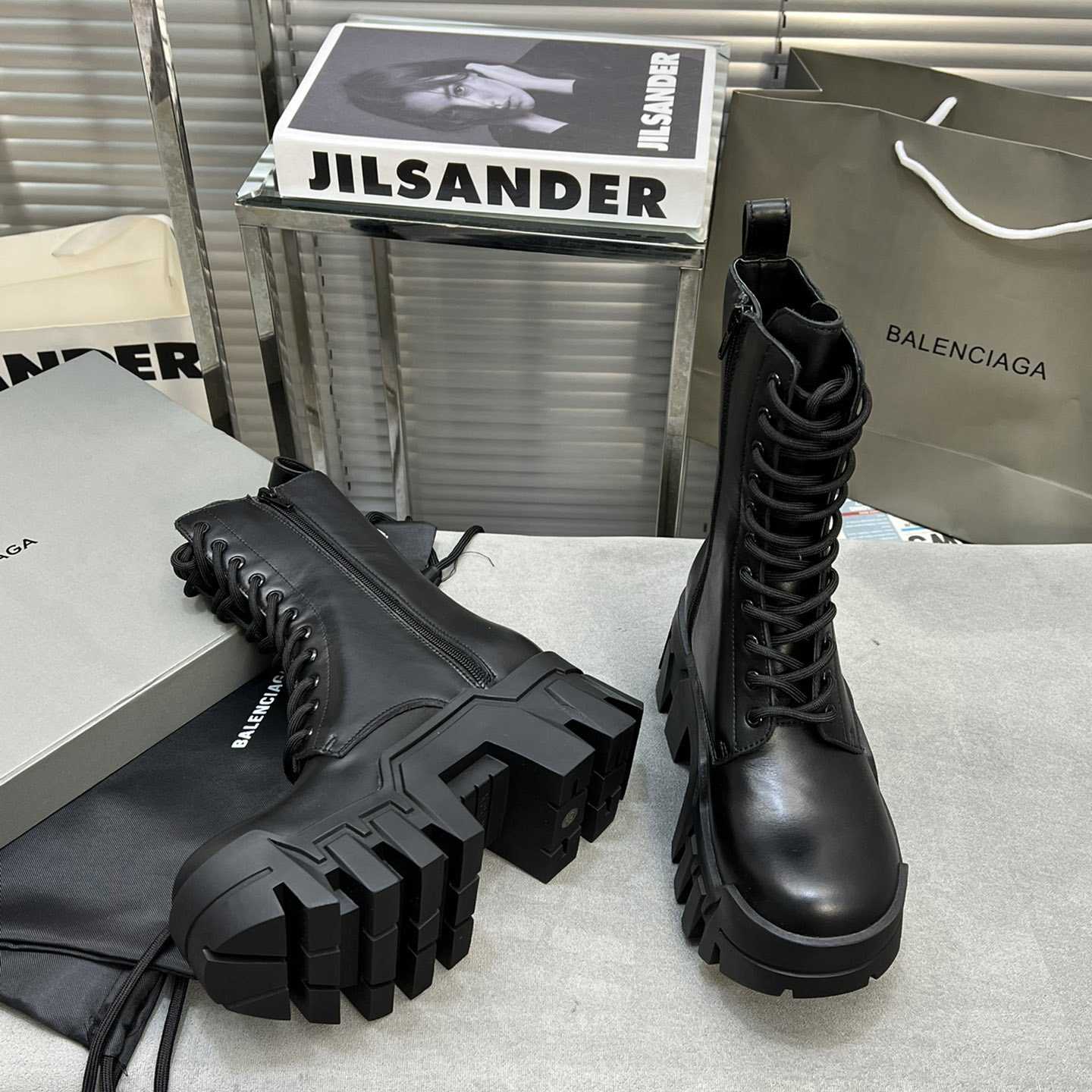 Balenciaga Bulldozer Lace-Up Boot In Black - EUR FASHION