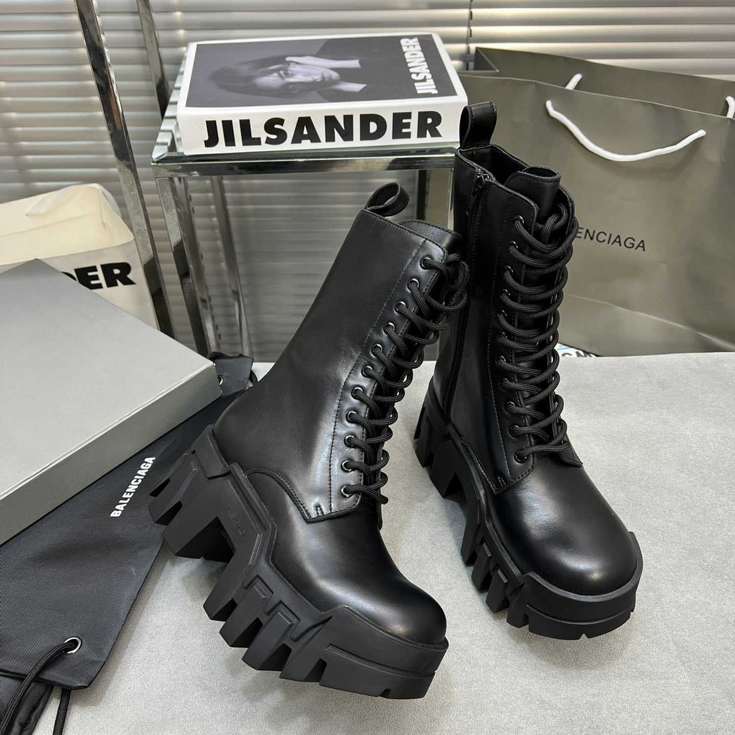 Balenciaga Bulldozer Lace-Up Boot In Black - EUR FASHION