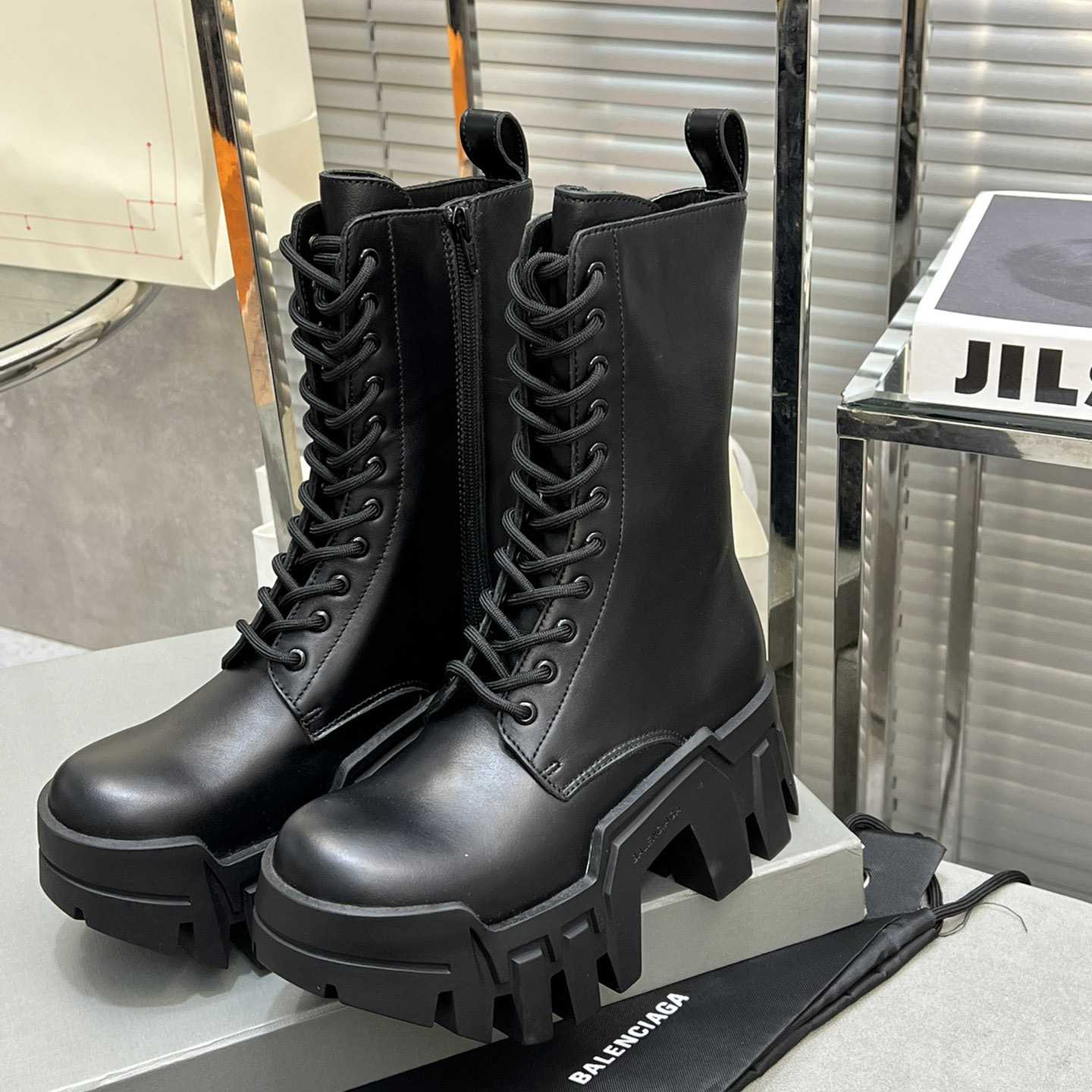 Balenciaga Bulldozer Lace-Up Boot In Black - EUR FASHION