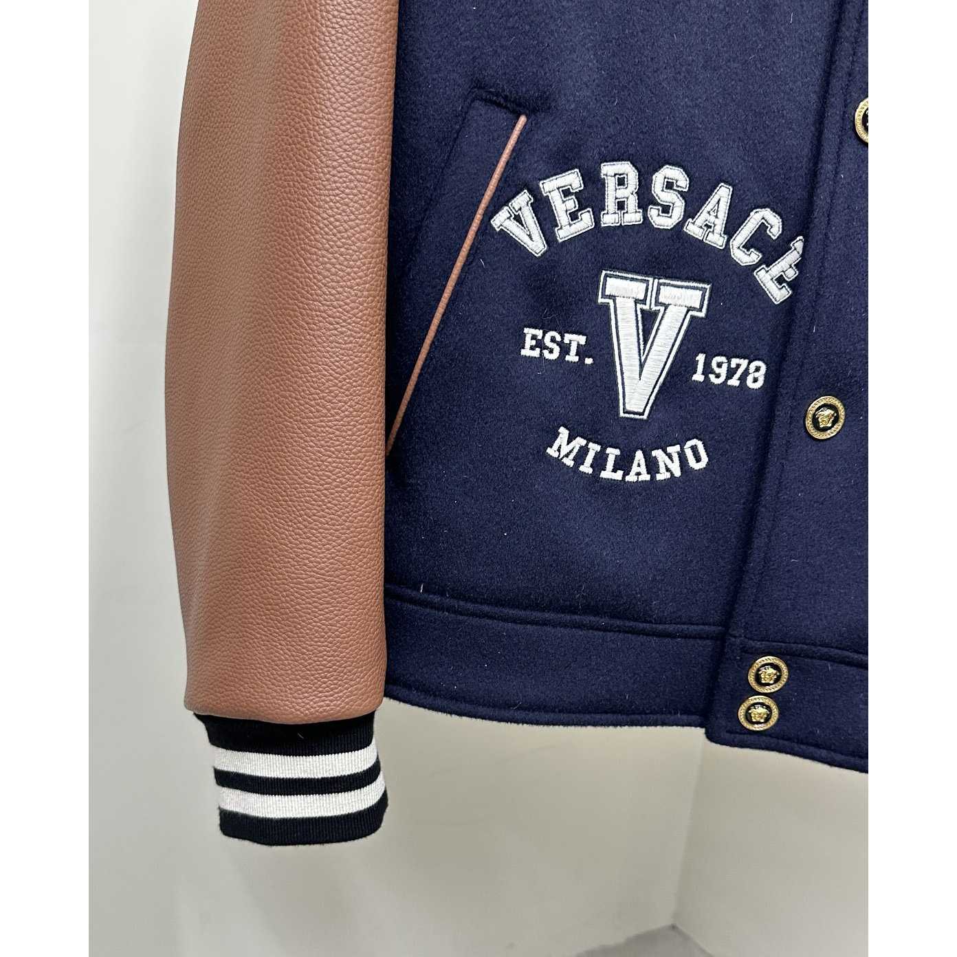 Versace Chest Logo-patch Detail Bomber Jacket - EUR FASHION