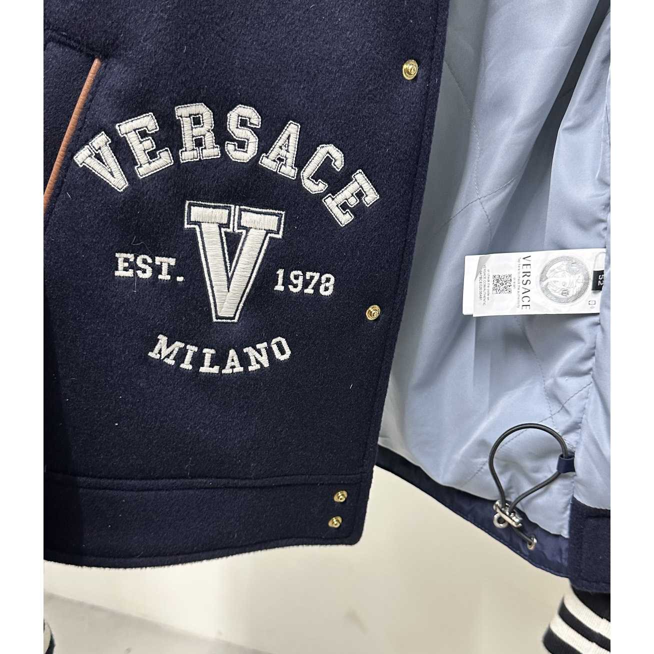 Versace Chest Logo-patch Detail Bomber Jacket - EUR FASHION