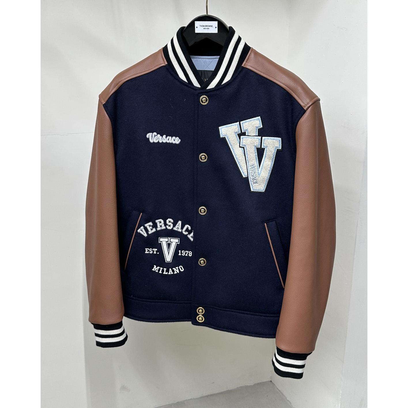 Versace Chest Logo-patch Detail Bomber Jacket - EUR FASHION