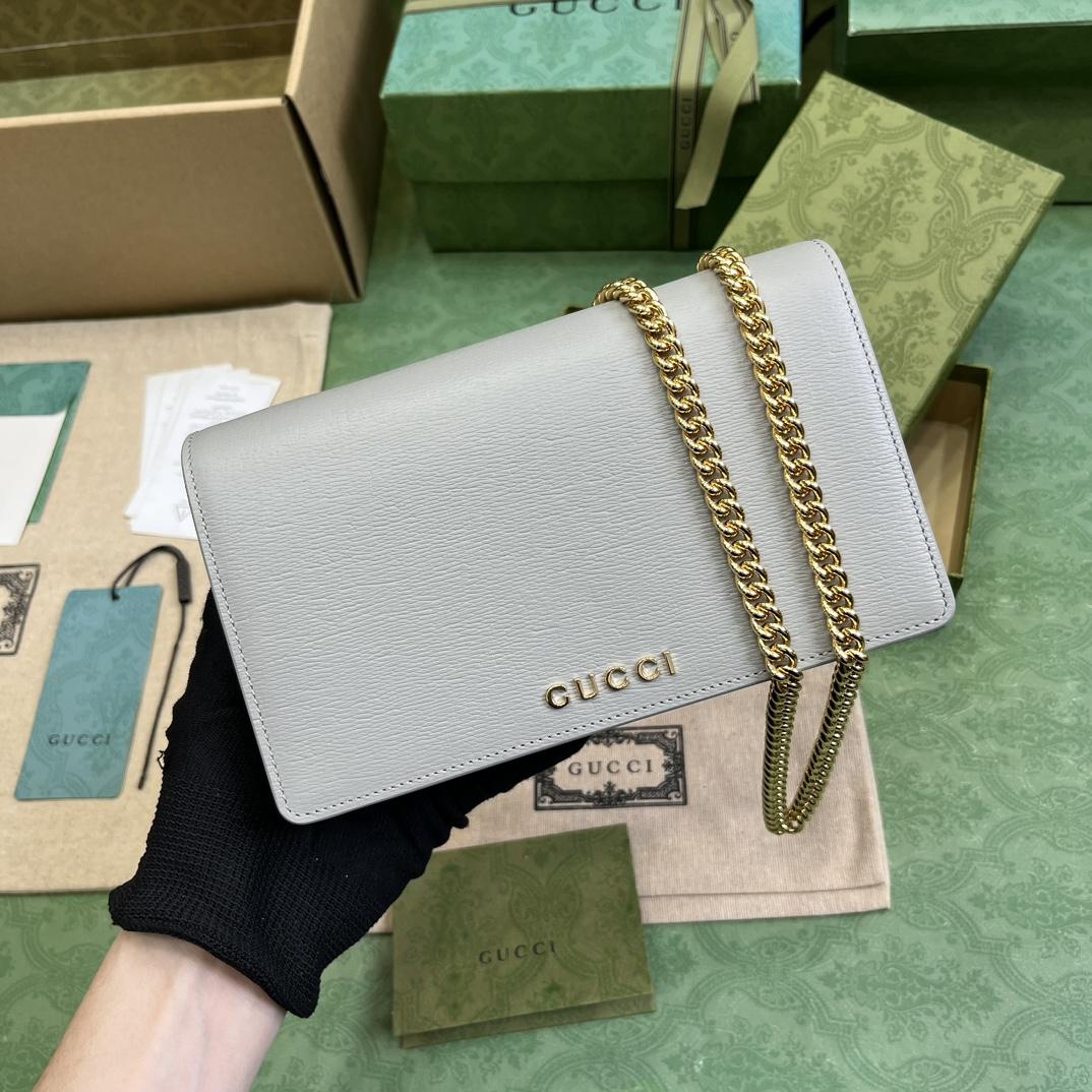 Gucci Chain Wallet With Gucci Script (12.5x 20x 4cm) - EUR FASHION