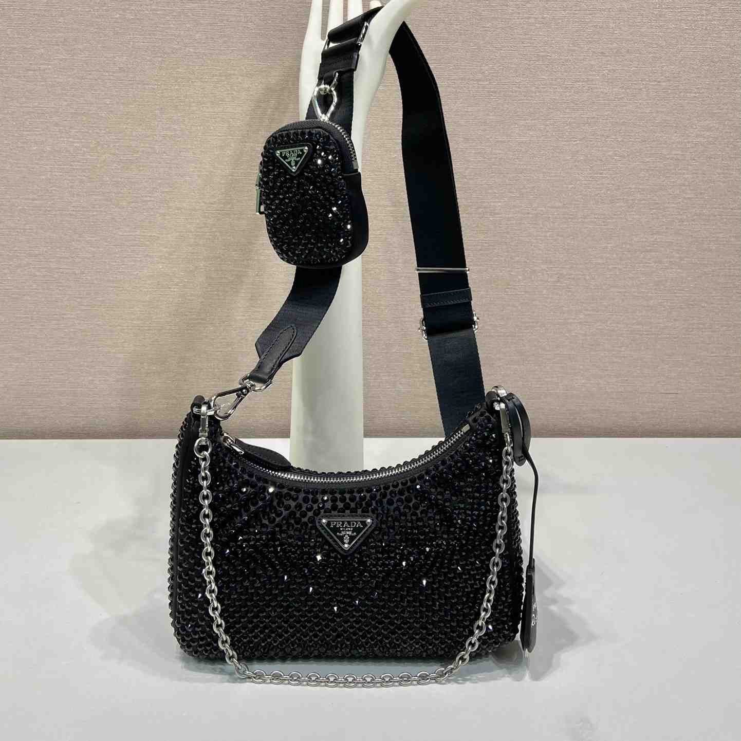 Prada Re-Edition 2005 Satin Bag With Crystals - EUR FASHION