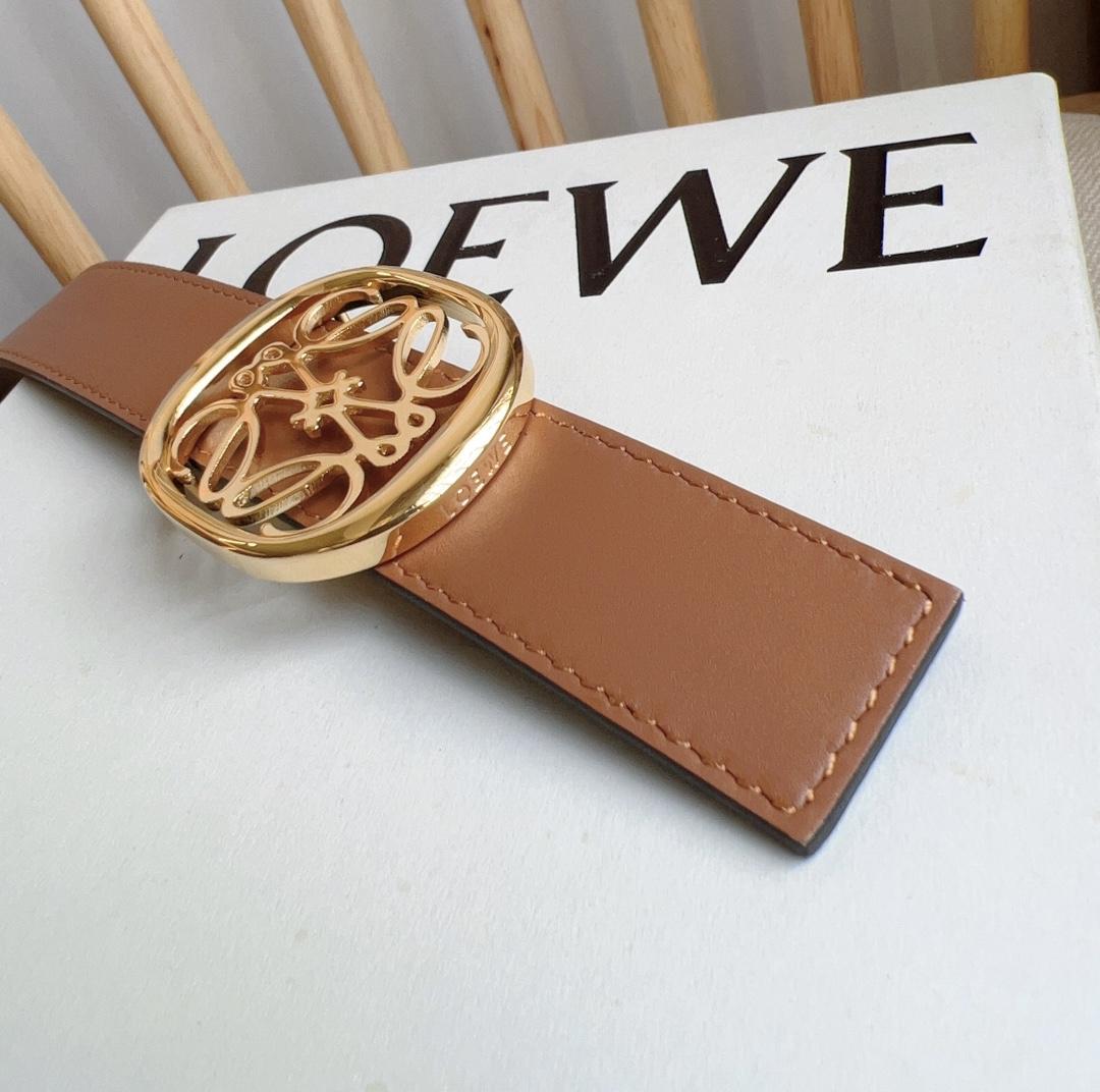 Loewe Reversible Anagram Ellipse belt In Smooth Calfskin - EUR FASHION