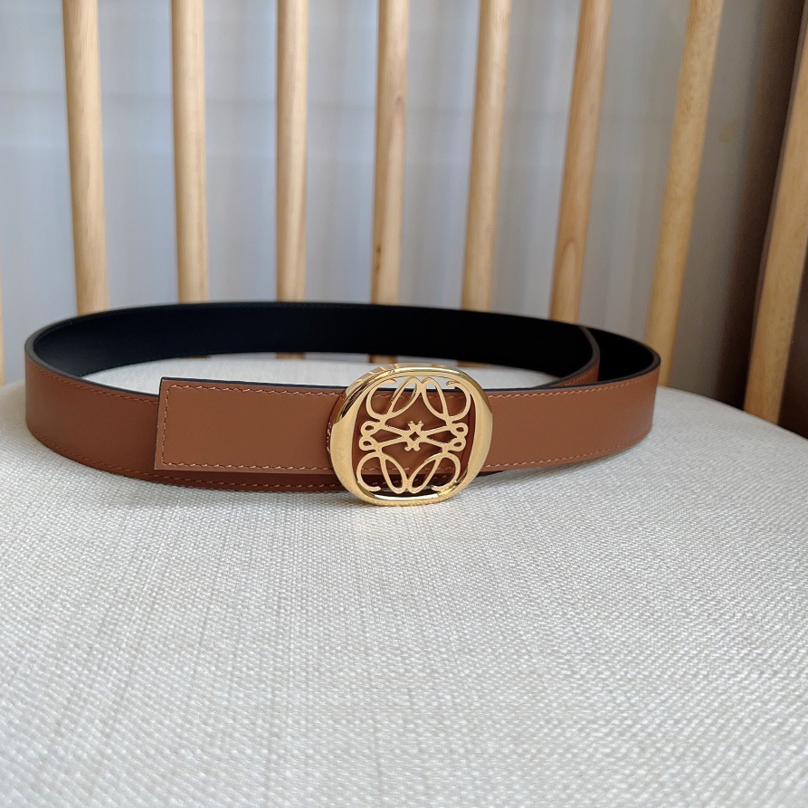 Loewe Reversible Anagram Ellipse belt In Smooth Calfskin - EUR FASHION