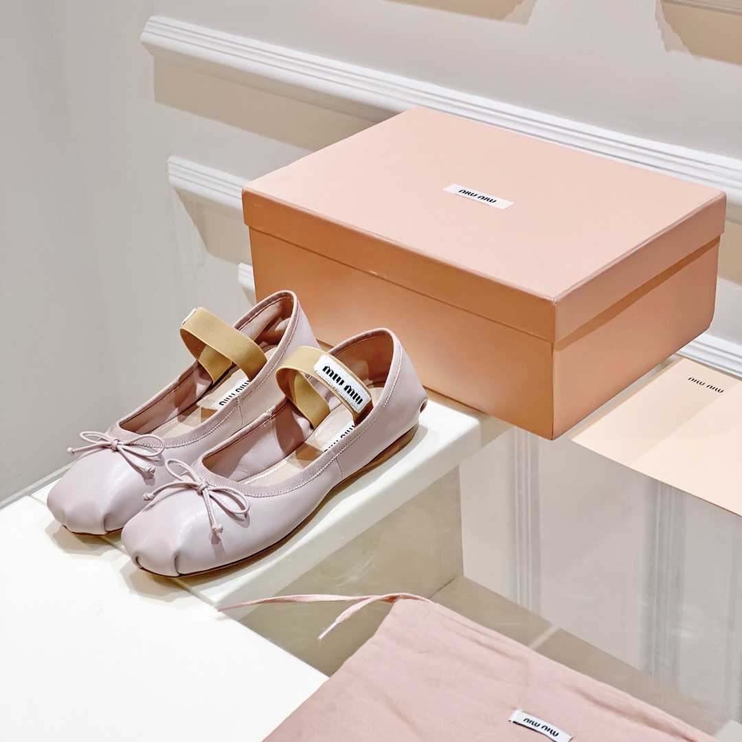 Miu Miu Satin Bow Ballerina Flats - EUR FASHION