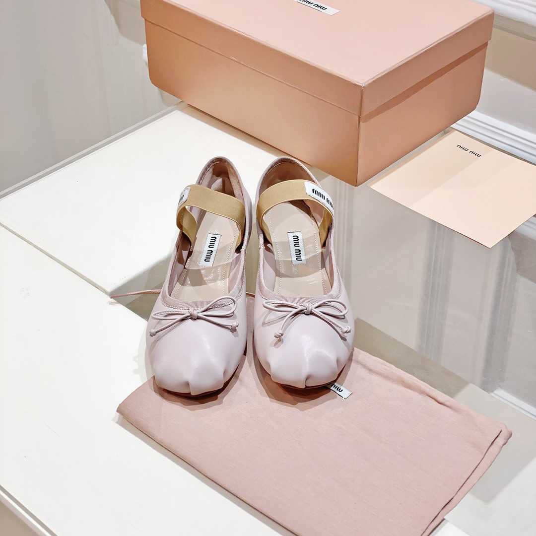 Miu Miu Satin Bow Ballerina Flats - EUR FASHION