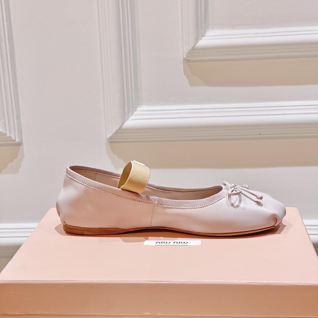 Miu Miu Satin Bow Ballerina Flats - EUR FASHION