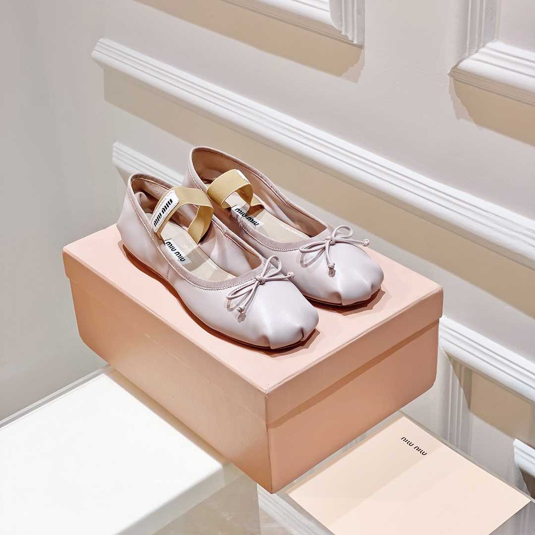 Miu Miu Satin Bow Ballerina Flats - EUR FASHION