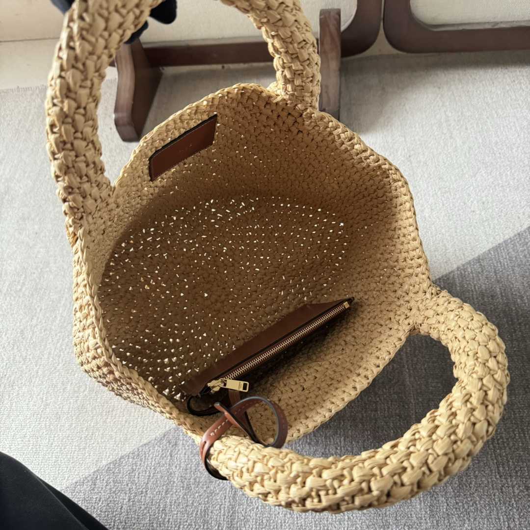 Celine Supple Small Triomphe Celine Classic Panier In Raffia And Calfskin - EUR FASHION