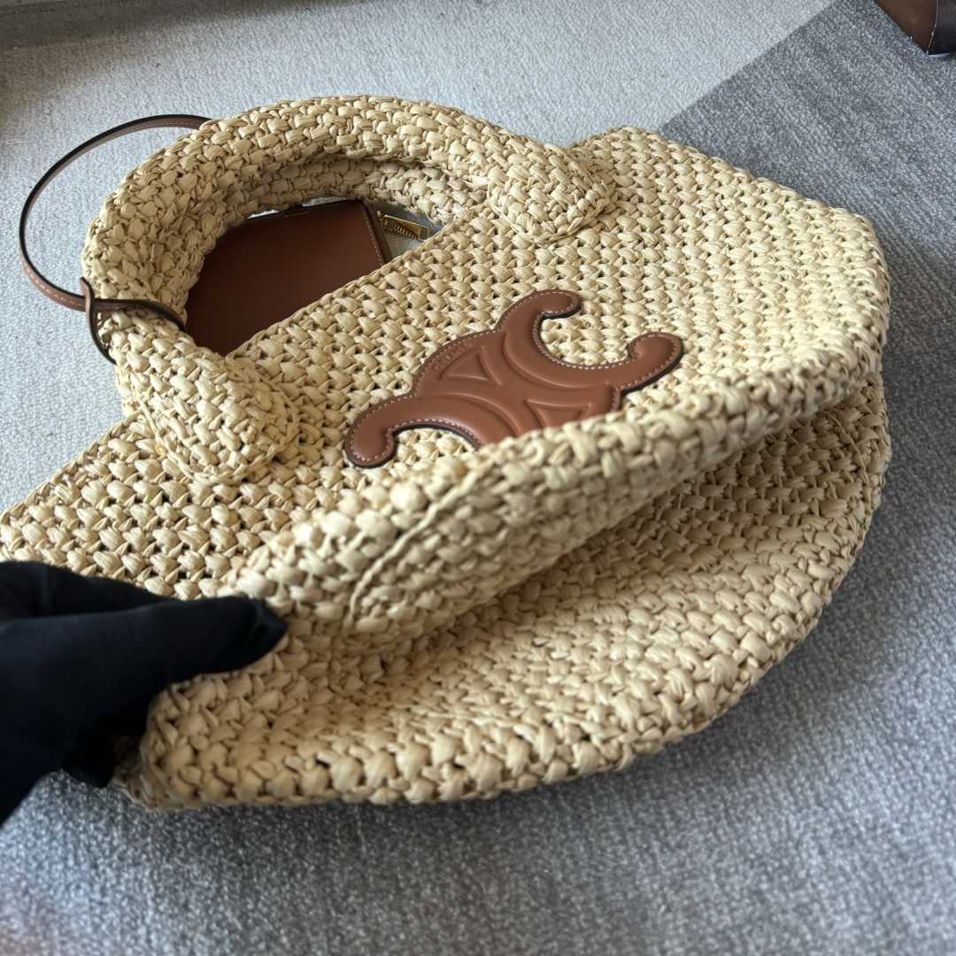 Celine Supple Small Triomphe Celine Classic Panier In Raffia And Calfskin - EUR FASHION