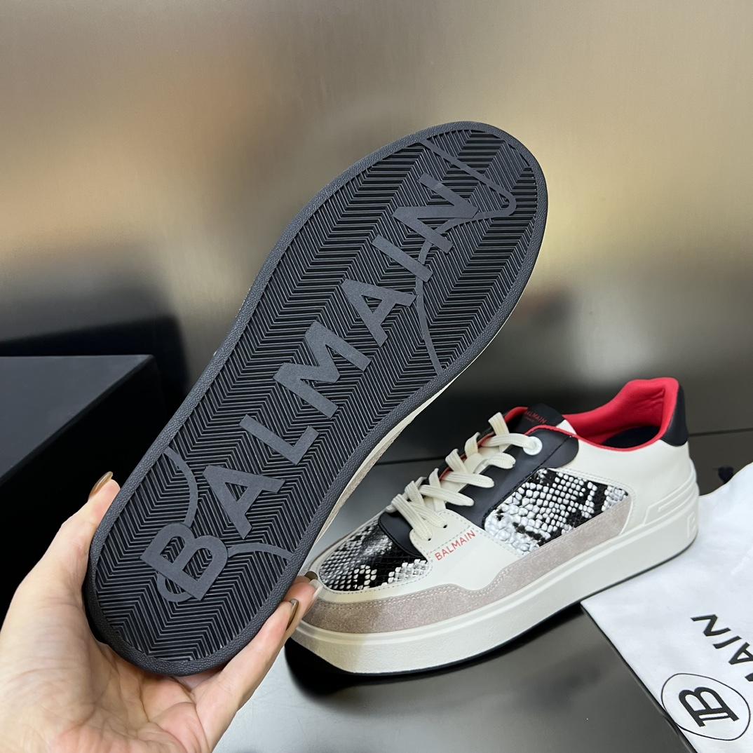 Balmain B-Court Flip Snakeskin-effect Leather And Suede Trainers - EUR FASHION