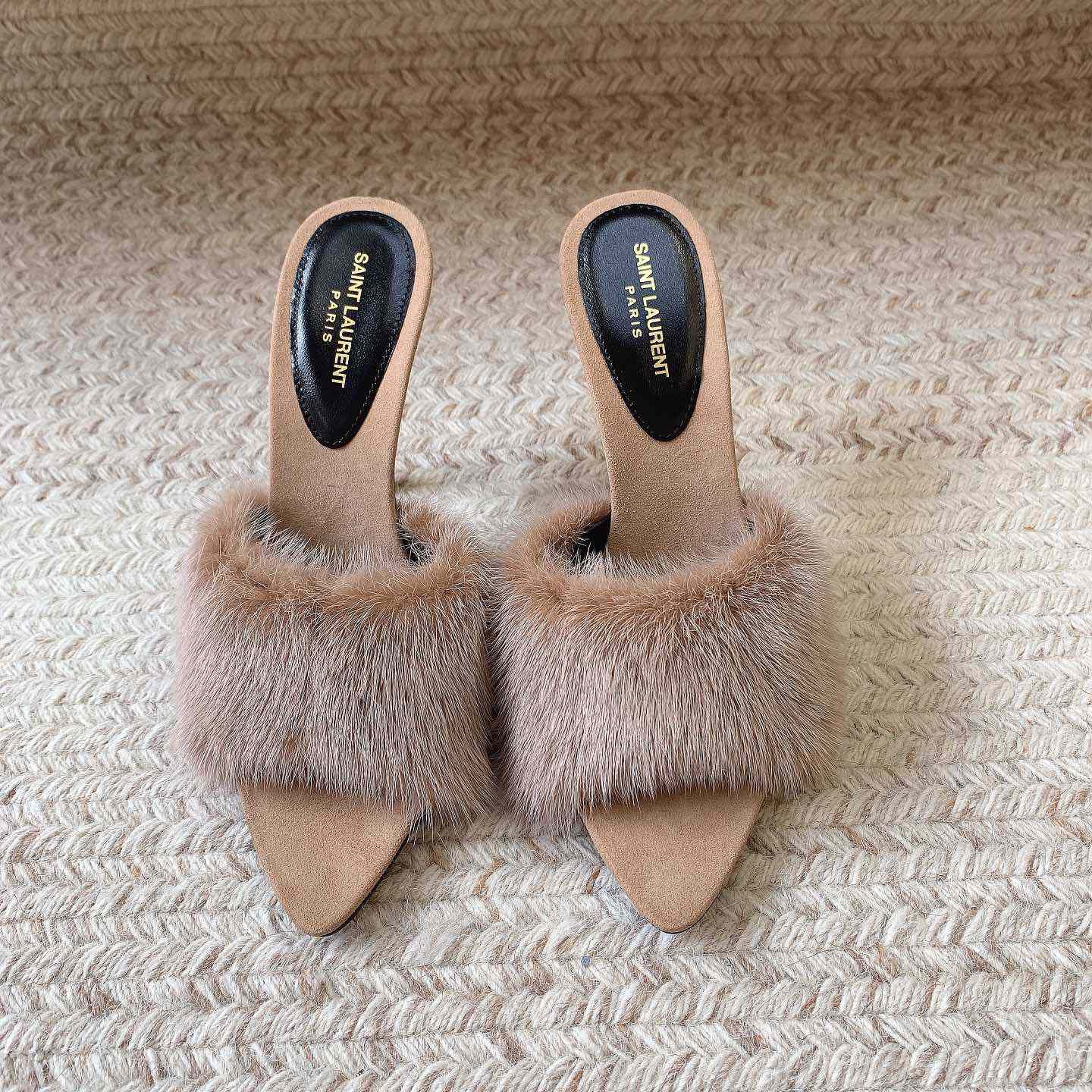 Saint Laurent LA 16 Mules In Animal-Free Fur And Suede  - EUR FASHION