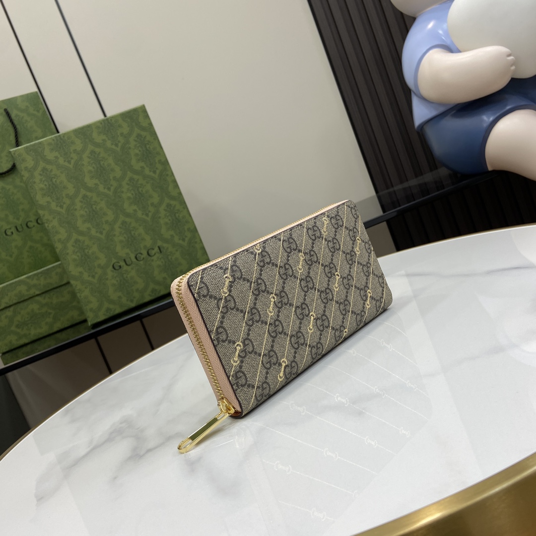 Gucci Zip Around Wallet With Horsebit Print  - EUR FASHION