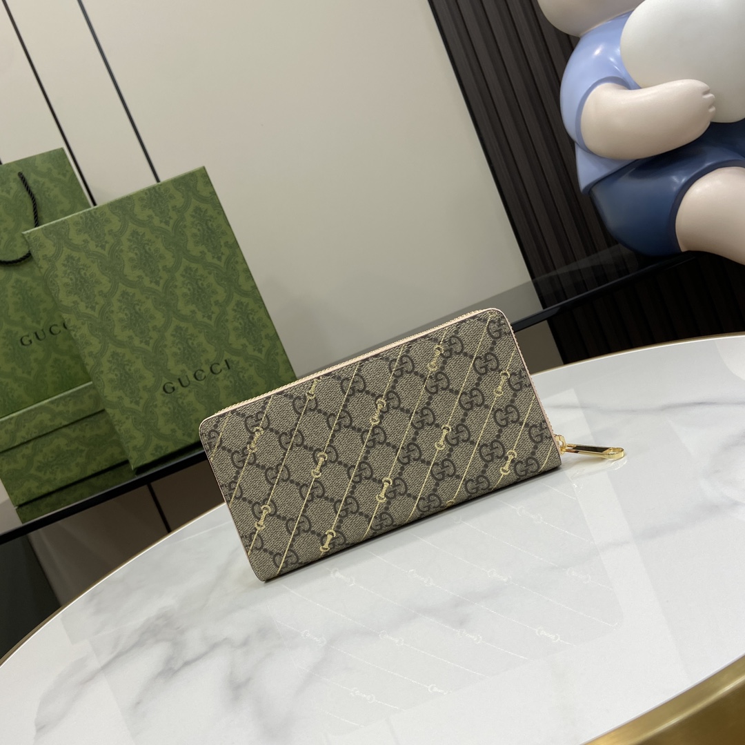 Gucci Zip Around Wallet With Horsebit Print  - EUR FASHION