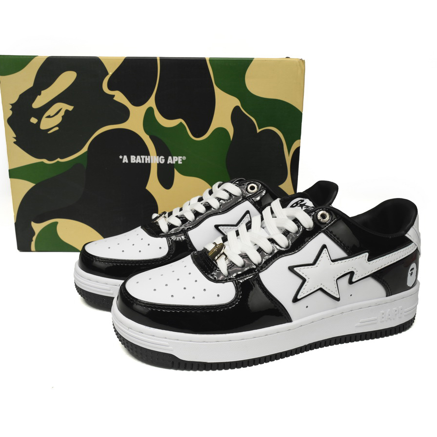 A Bathing Ape Bape Sta Low Black White Sneaker   1H70-191-001  - EUR FASHION