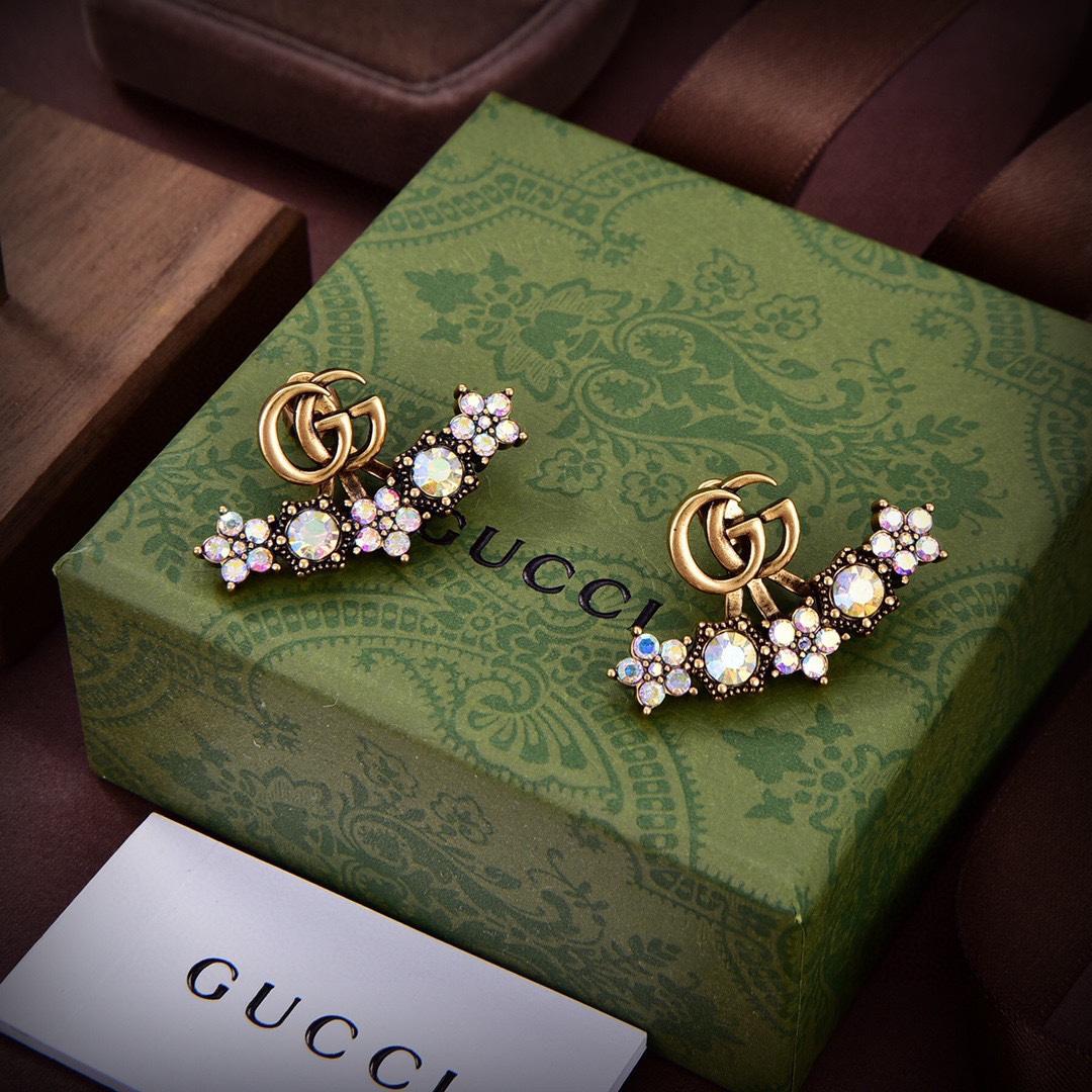 Gucci Crystal Double G Single Earring - EUR FASHION