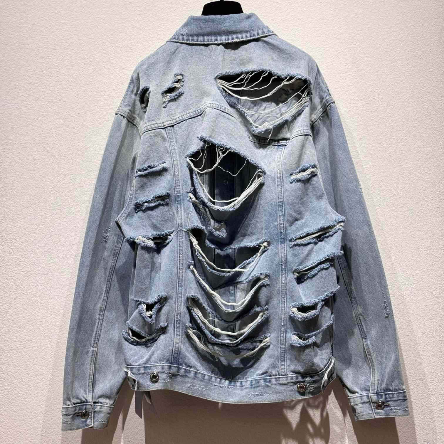 Balenciaga Super Destroyed Baggy Denim Jacket  - EUR FASHION