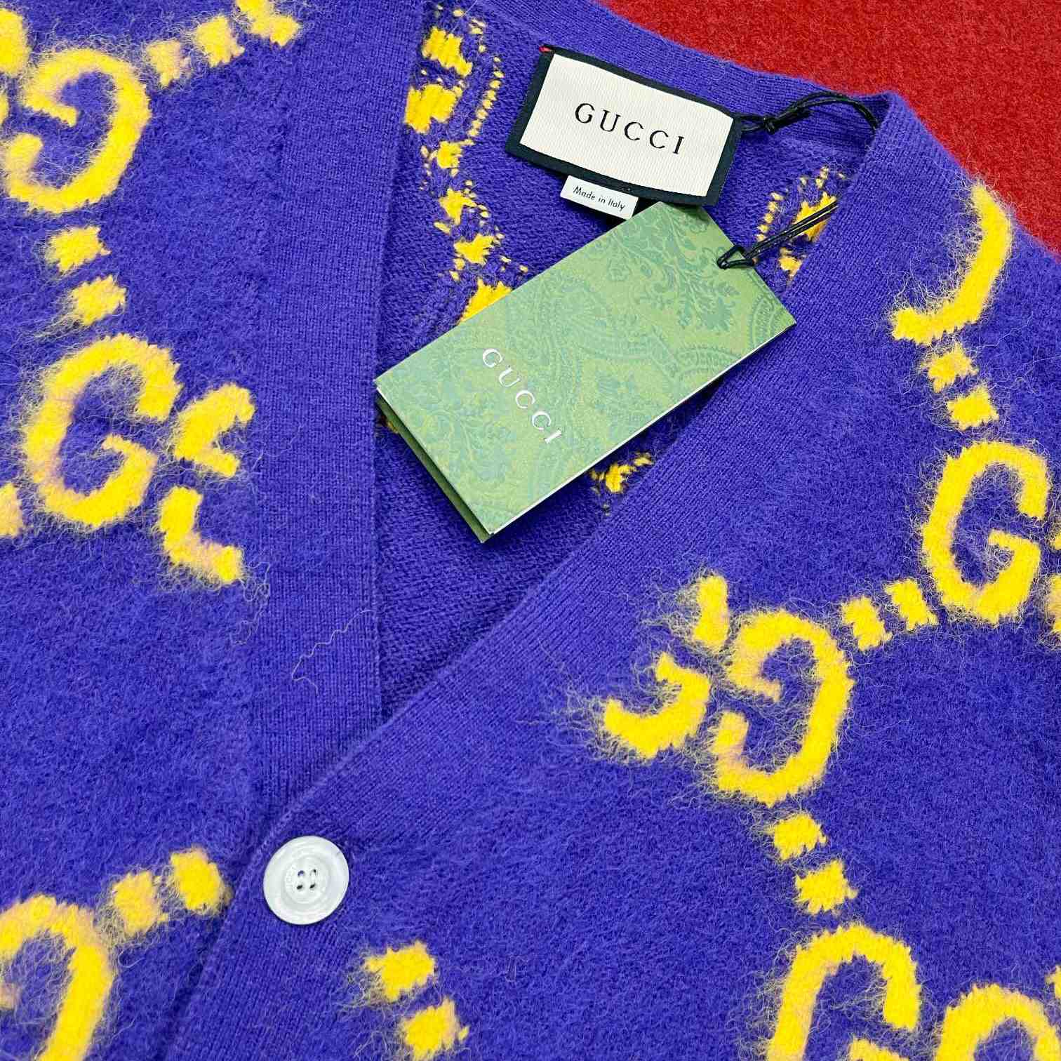 Gucci Wool Cardigan With GG Intarsia - EUR FASHION