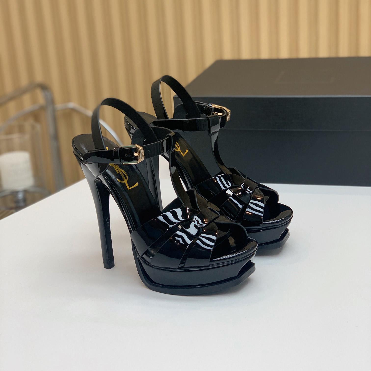 Saint Laurent Tribute Platform Sandals In Patent Leather - EUR FASHION