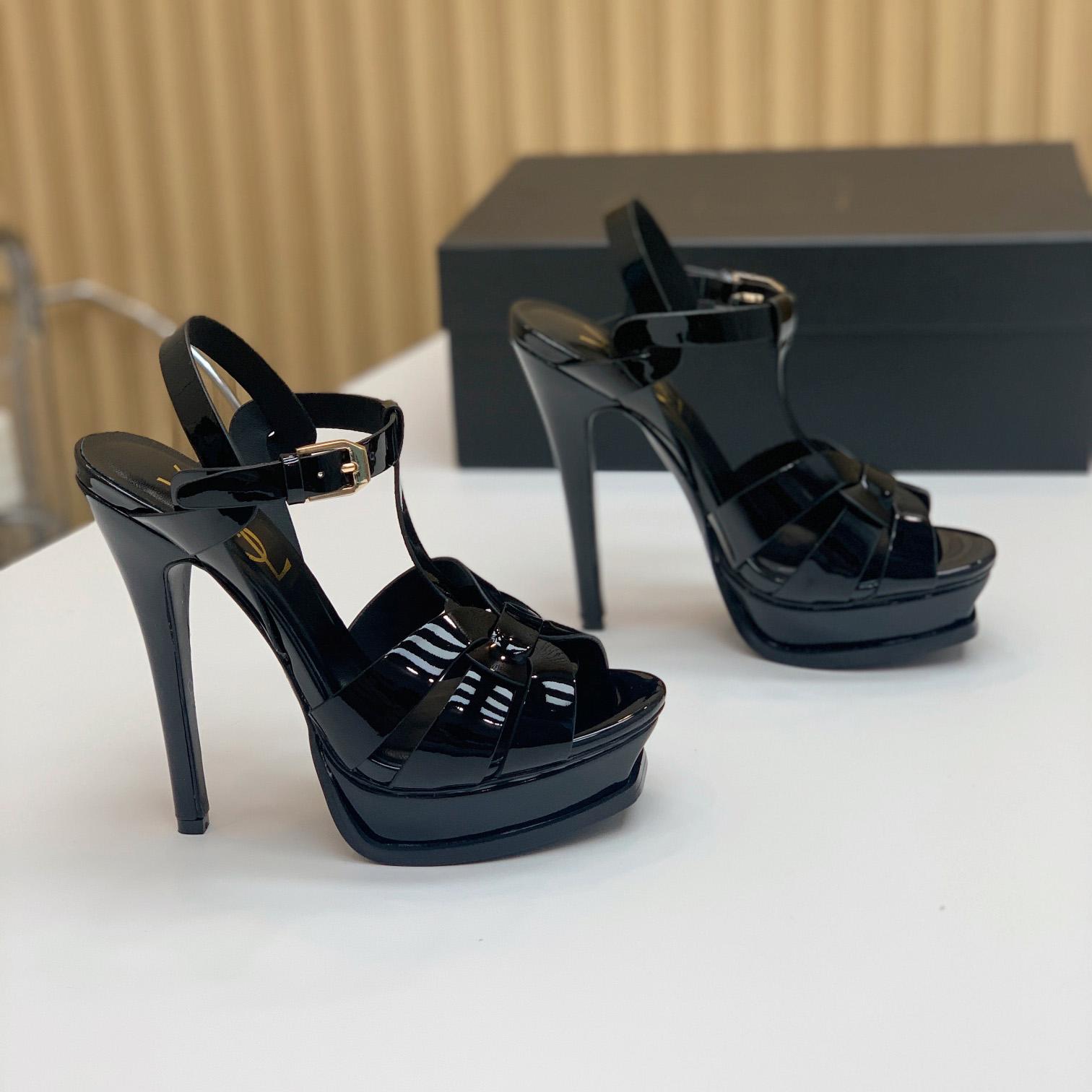 Saint Laurent Tribute Platform Sandals In Patent Leather - EUR FASHION