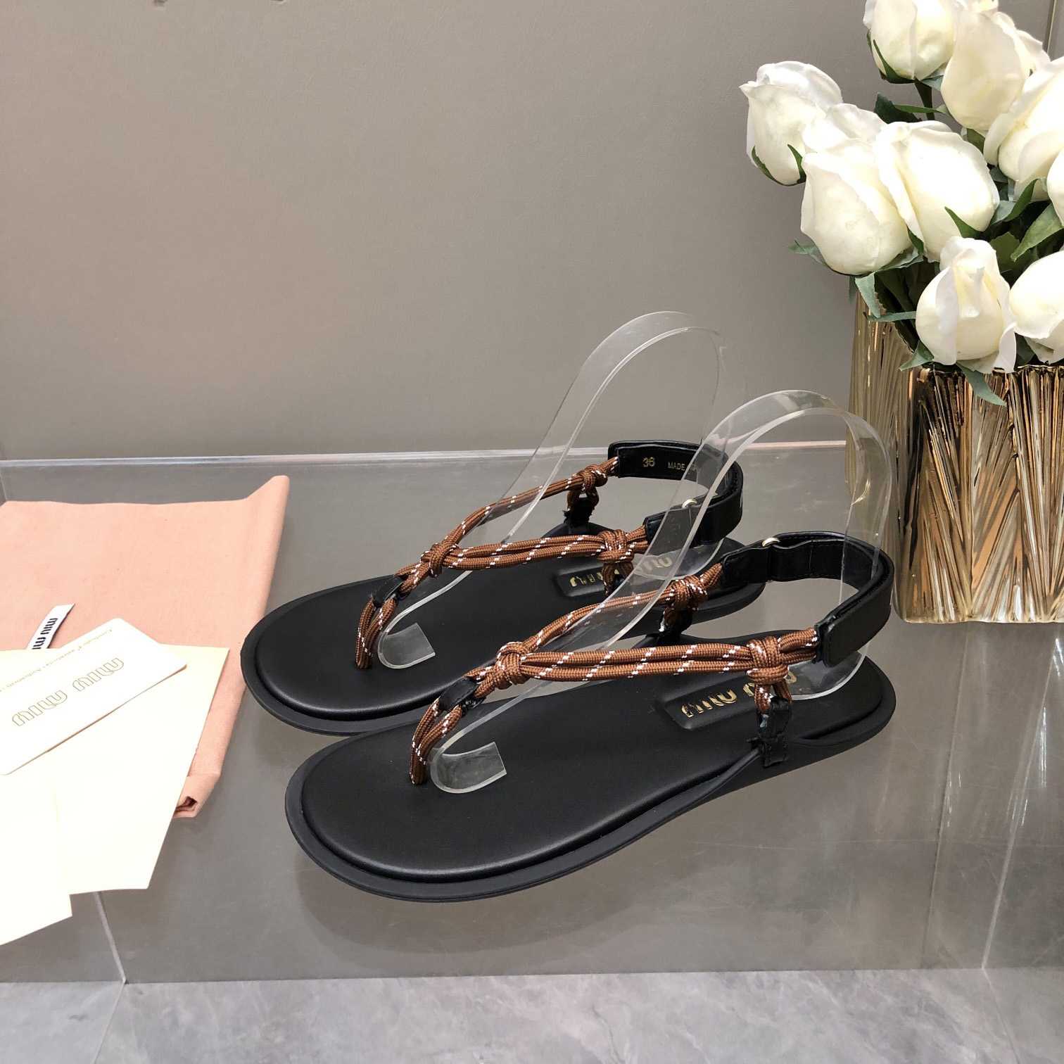 Miu Miu Riviere Cord And Leather Sandals - EUR FASHION