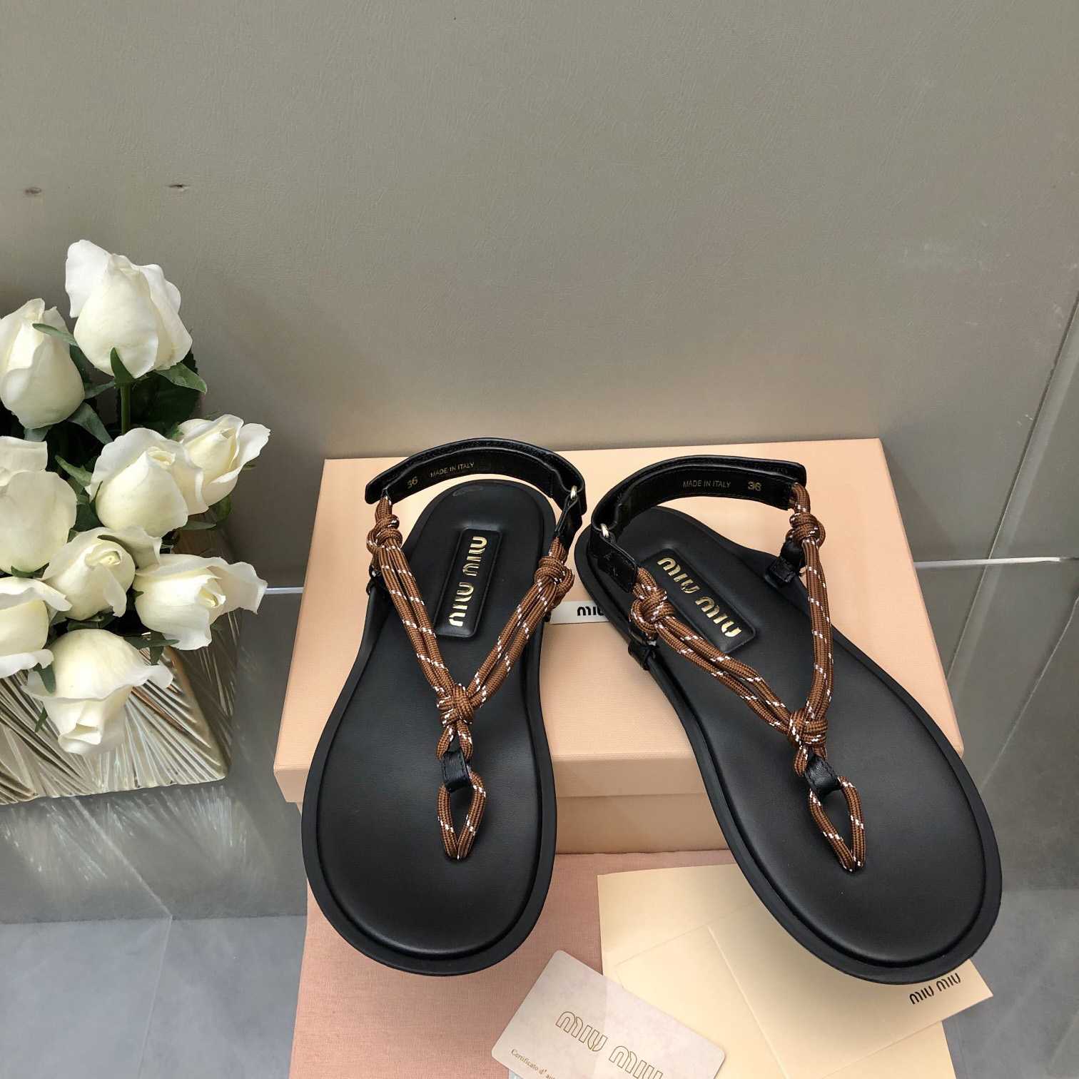 Miu Miu Riviere Cord And Leather Sandals - EUR FASHION