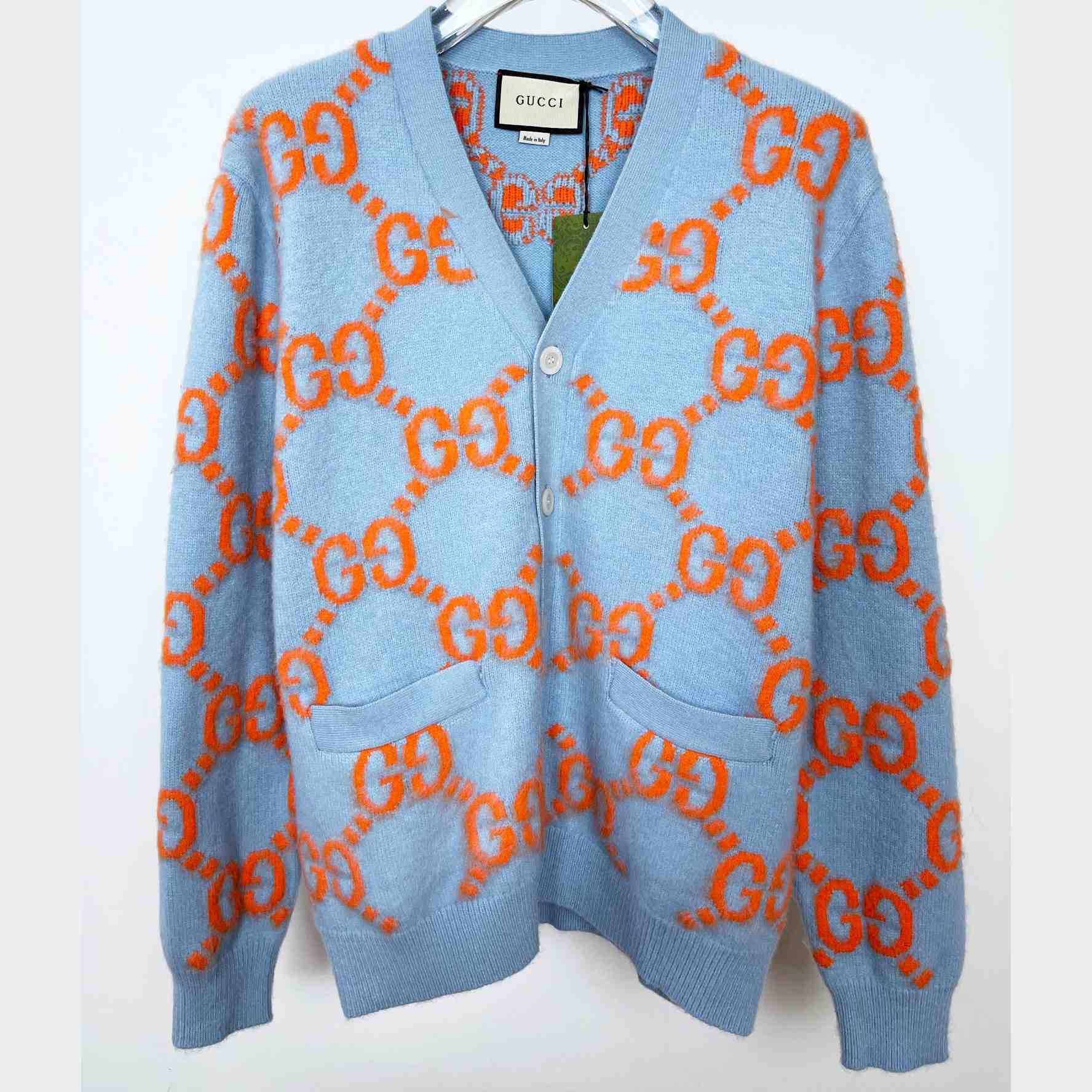 Gucci Wool Cardigan With GG Intarsia - EUR FASHION