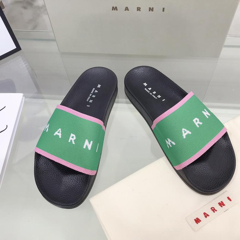 Marni Intarsia-knit Flat Slides - EUR FASHION