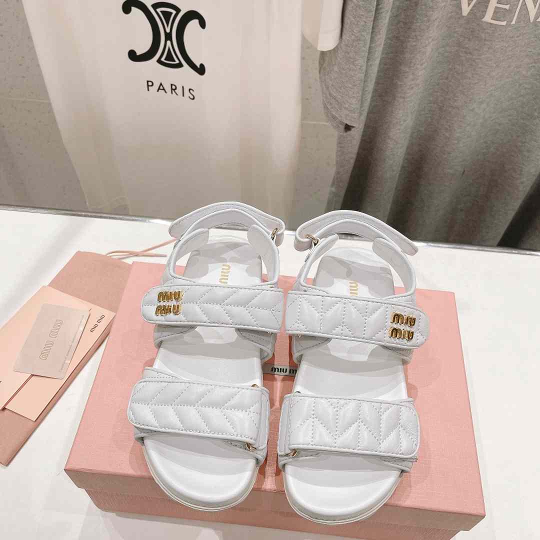 Miu Miu Sporty Matelassé Nappa Leather Sandals - EUR FASHION