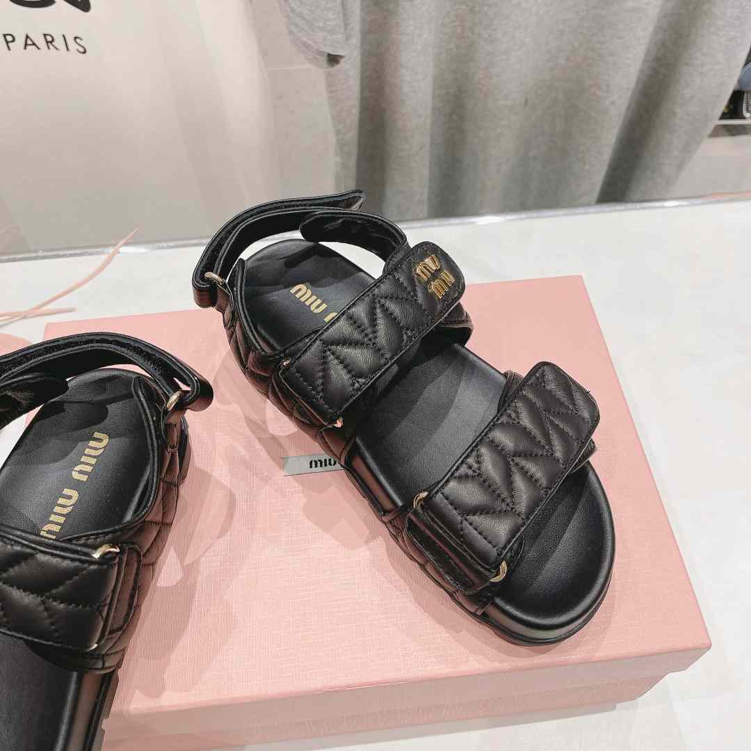 Miu Miu Sporty Matelassé Nappa Leather Sandals - EUR FASHION