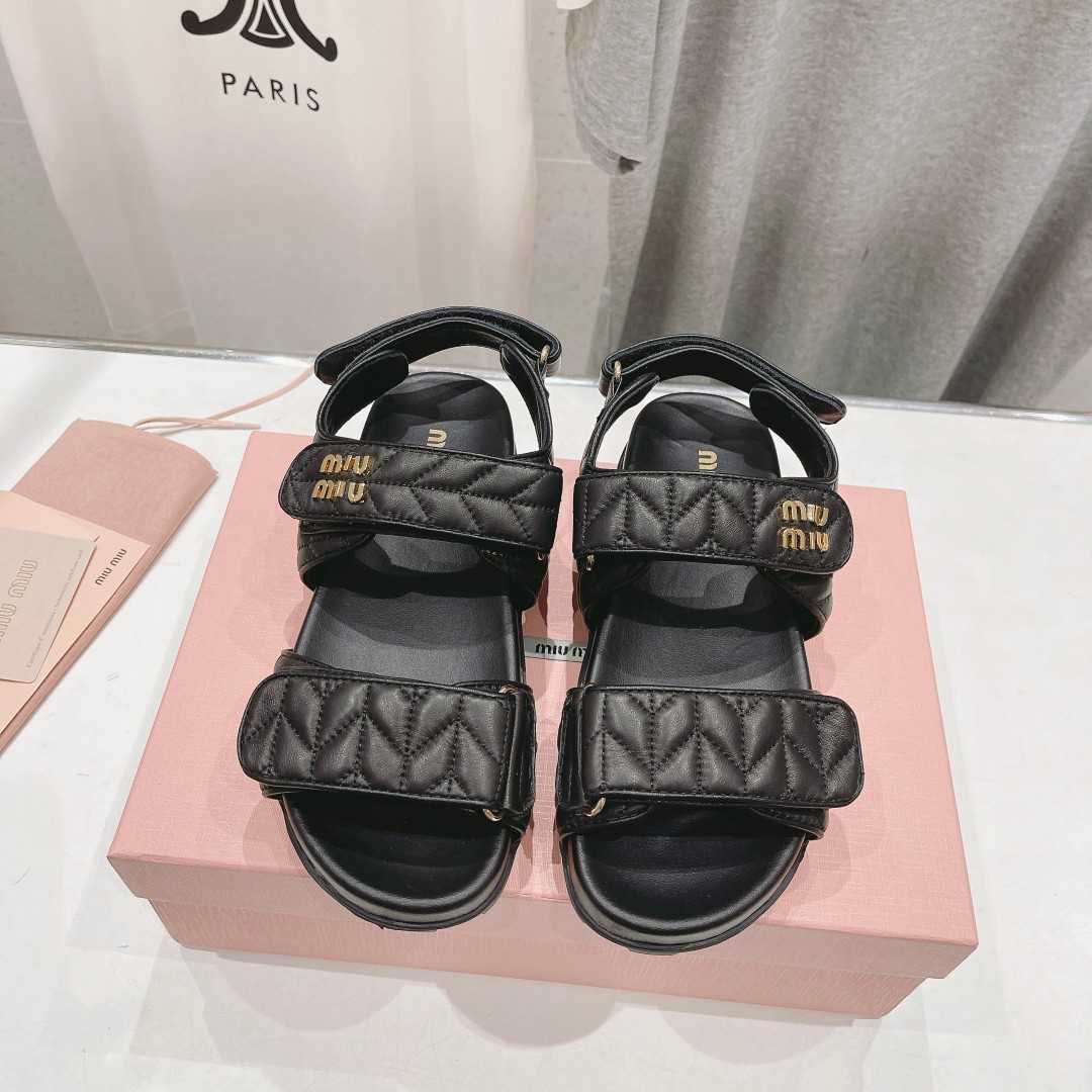 Miu Miu Sporty Matelassé Nappa Leather Sandals - EUR FASHION