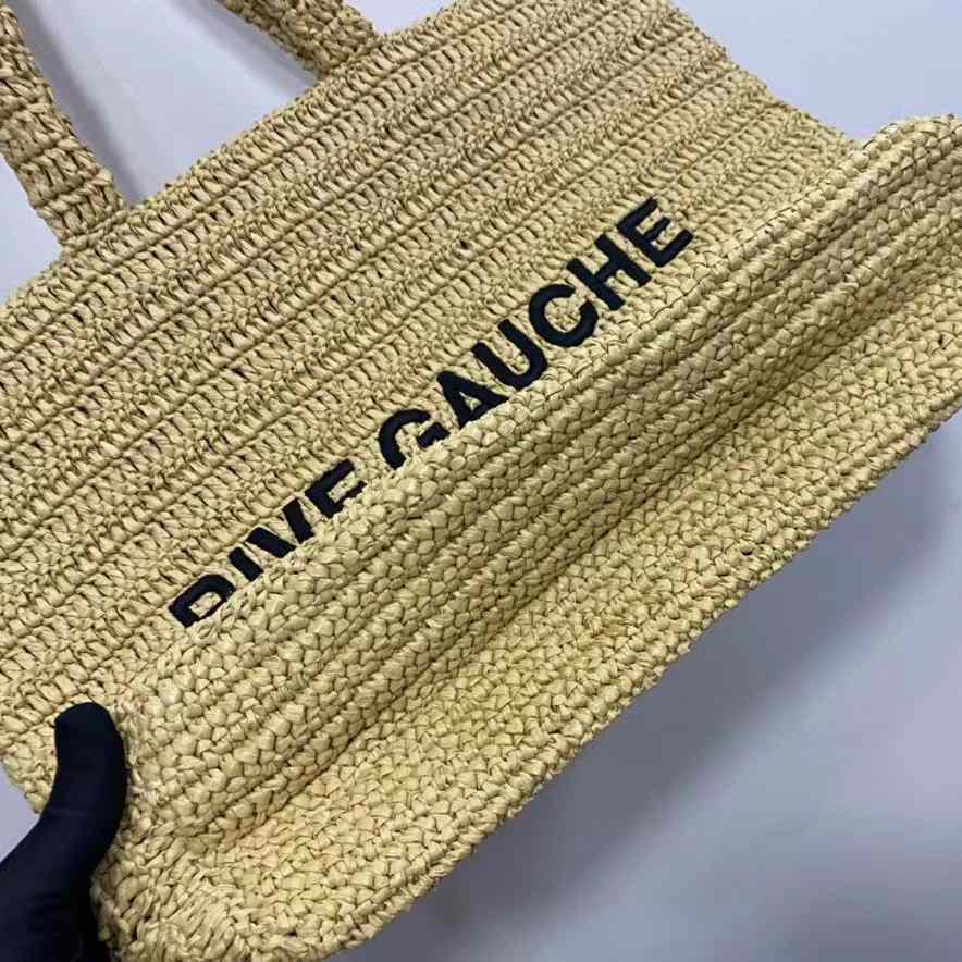 Saint Laurent Rive Gauche Printed Raffia Tote Bag  (48-36-14 cm) - EUR FASHION