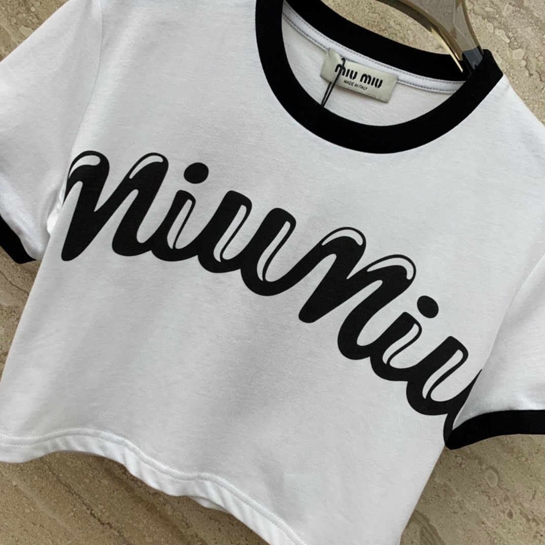 Miu Miu Logo-Printed Cropped T-Shirt - EUR FASHION