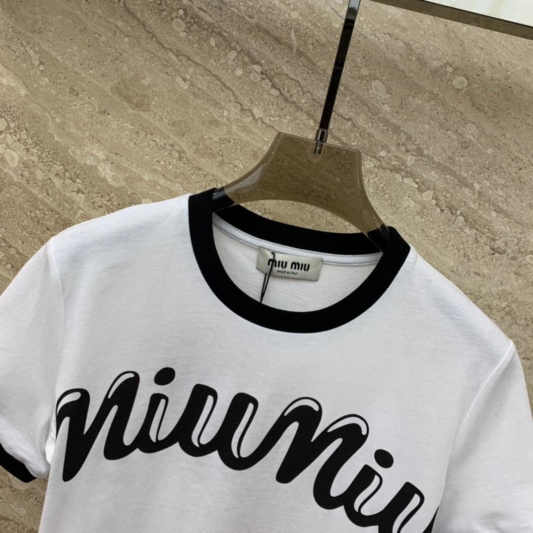 Miu Miu Logo-Printed Cropped T-Shirt - EUR FASHION