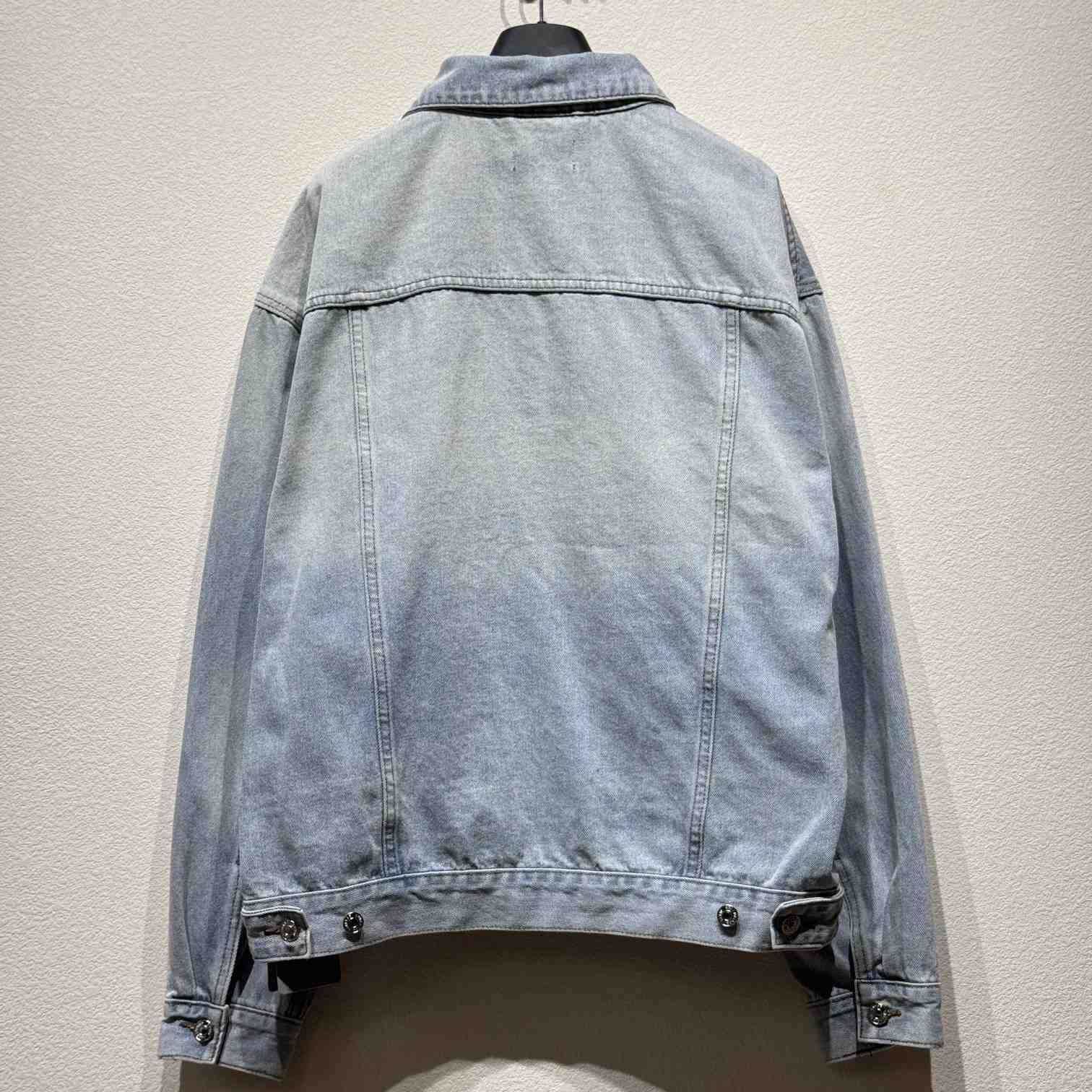 Balenciaga Denim Size Sticker Jacket In Light Blue - EUR FASHION