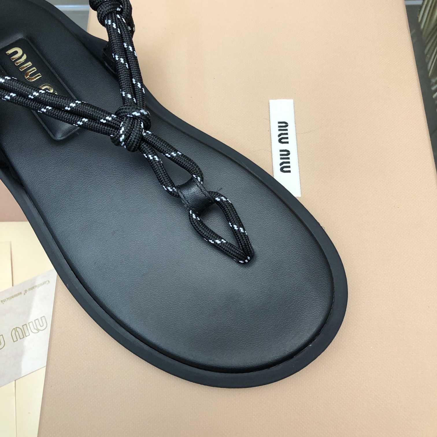 Miu Miu Riviere Cord And Leather Sandals - EUR FASHION