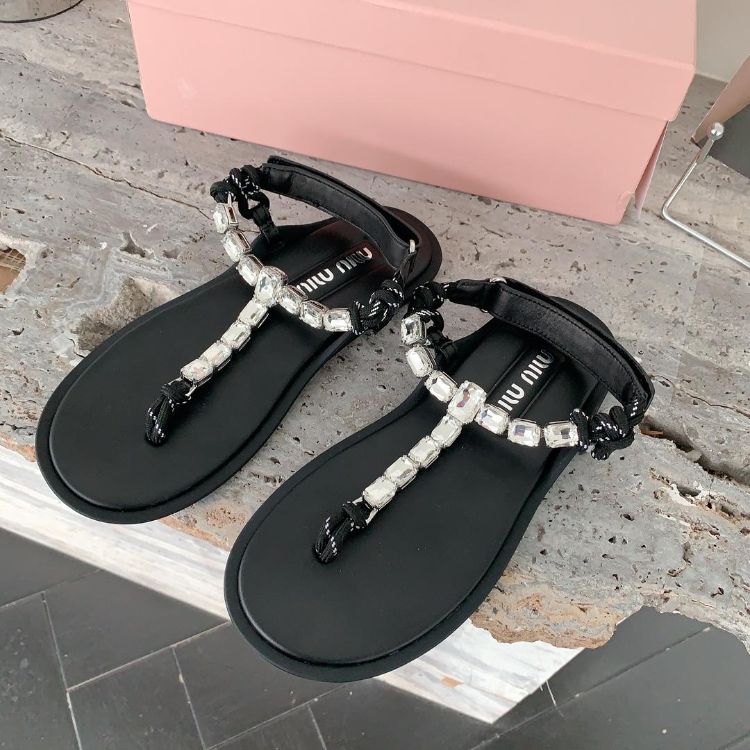 Miu Miu Cotton Cord Thong Sandals - EUR FASHION