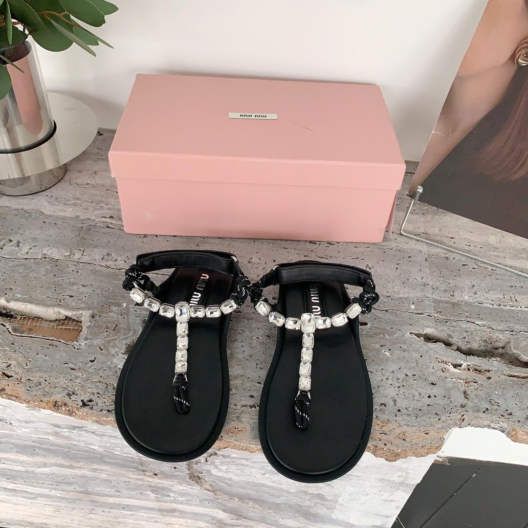 Miu Miu Cotton Cord Thong Sandals - EUR FASHION