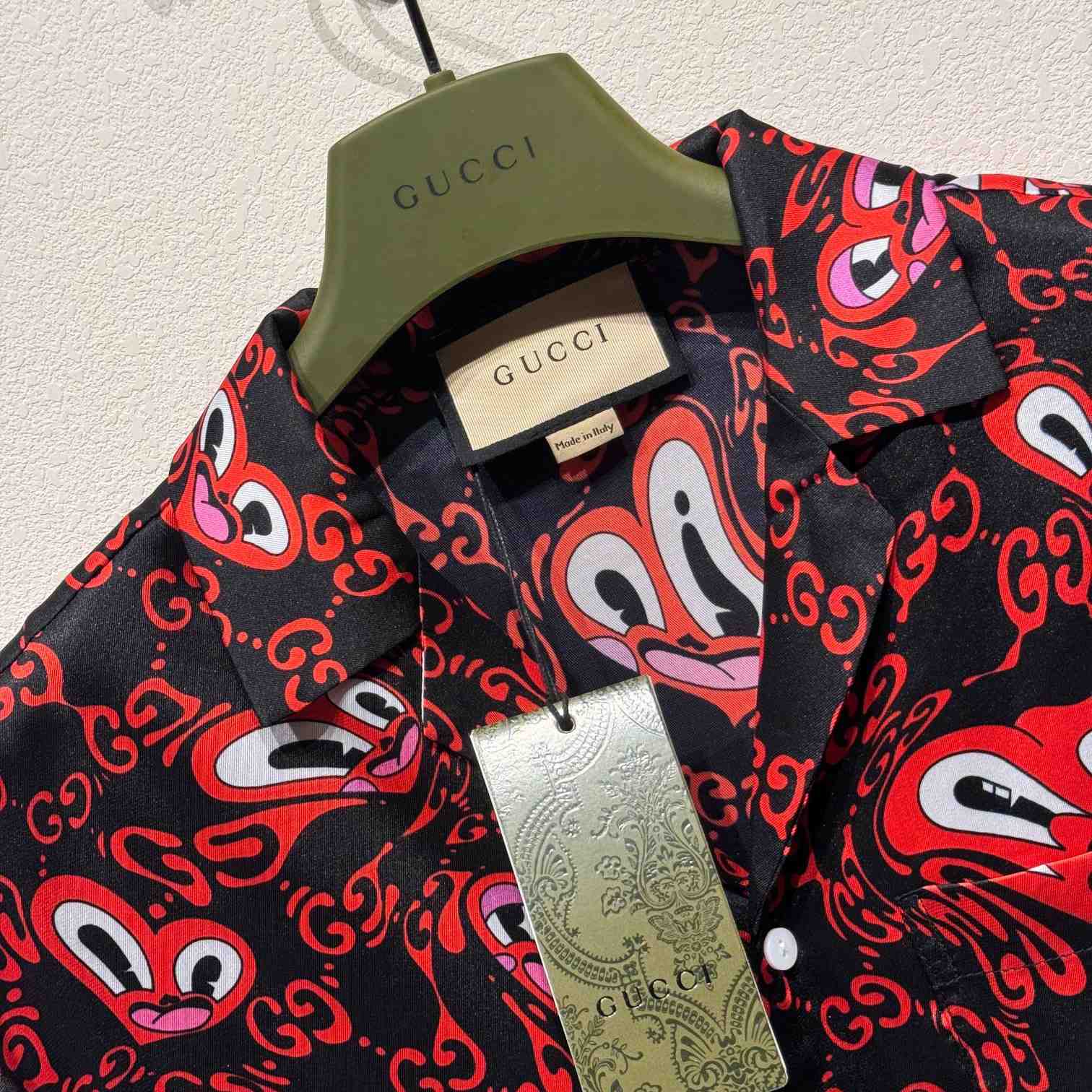 Gucci GG Hearts Silk Bowling Shirt - EUR FASHION