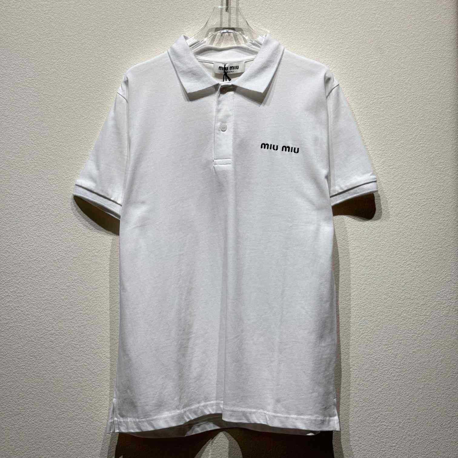 Miu Miu White Cotton Pique Polo Shirt - EUR FASHION