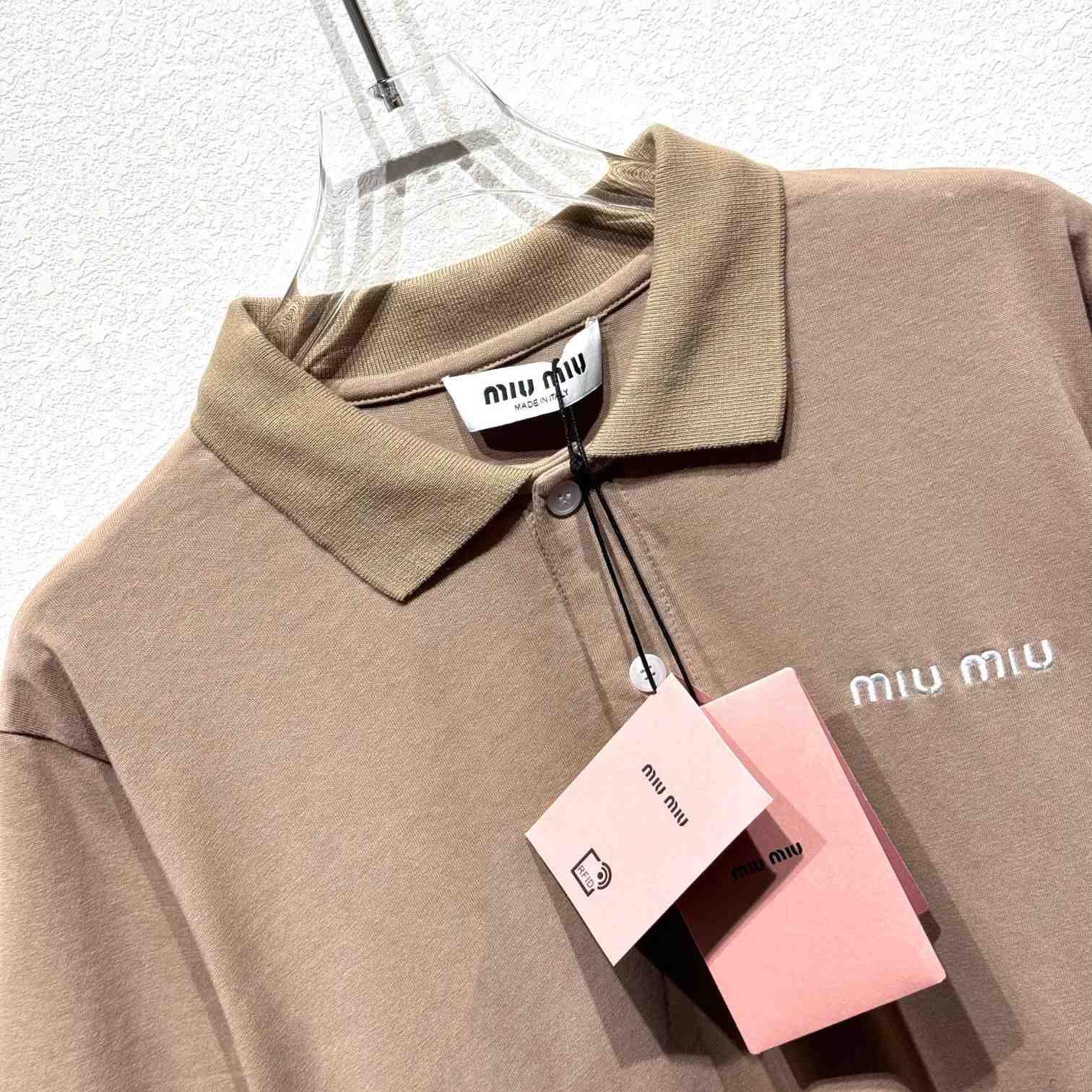 Miu Miu Brown Cotton Pique Polo Shirt - EUR FASHION