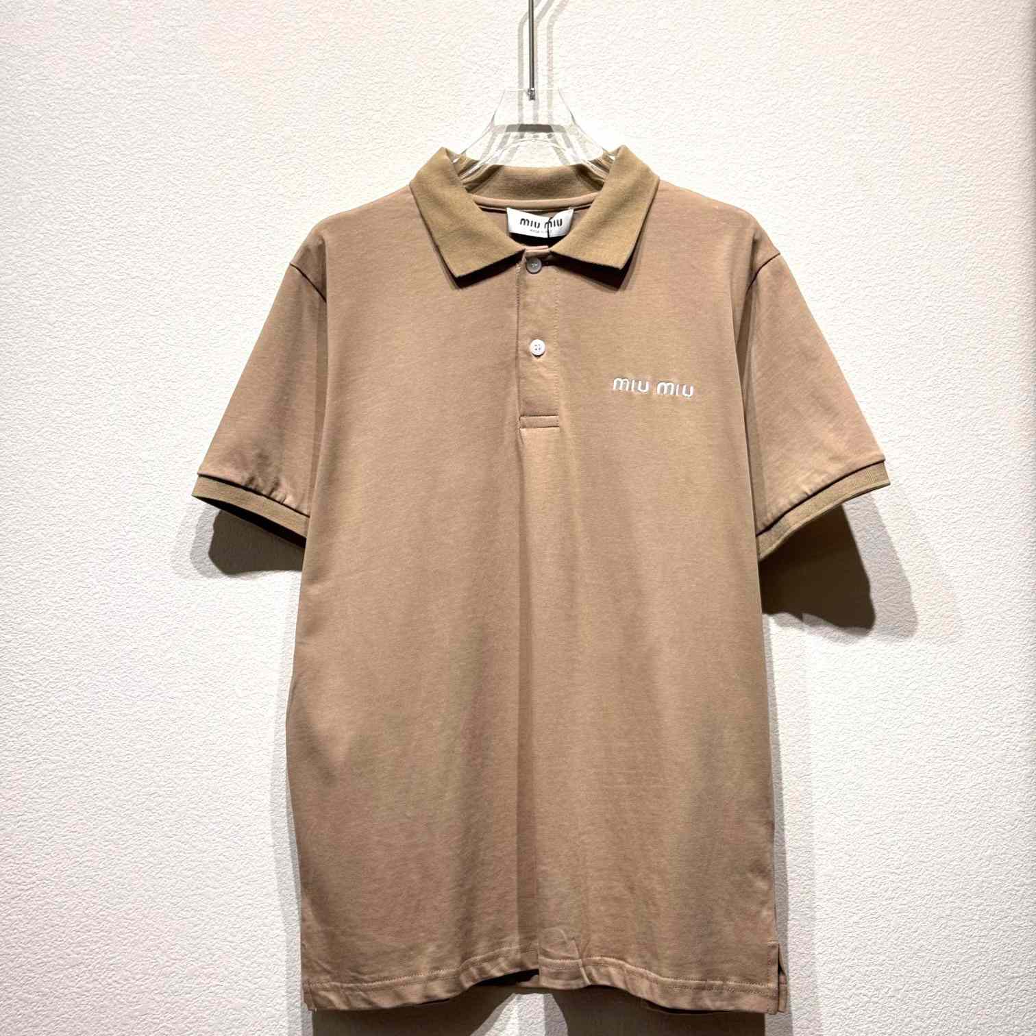 Miu Miu Brown Cotton Pique Polo Shirt - EUR FASHION